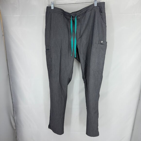 Figs Women M/L Scrub Set Casma Top Yola Skinny Pant Gray Drawstring Nurse Tech - Picture 3 of 14